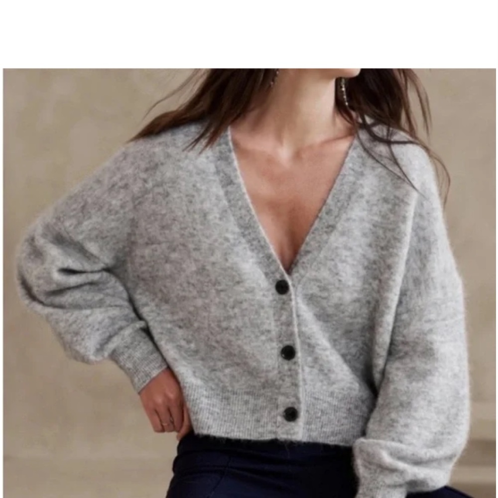 Banana Republic Women's Alpaca Heather Gray Cardigan